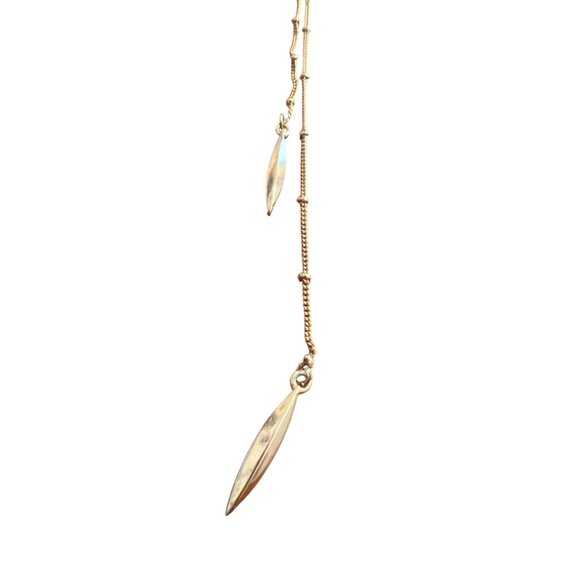 Gold Tone Layered Tassel Chain Y Necklace Multi Strand Fringe Lariat Adj 18" - Picture 2 of 4
